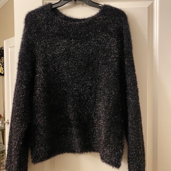 Vince Sweaters - Vince boxy black silver metallic sweater